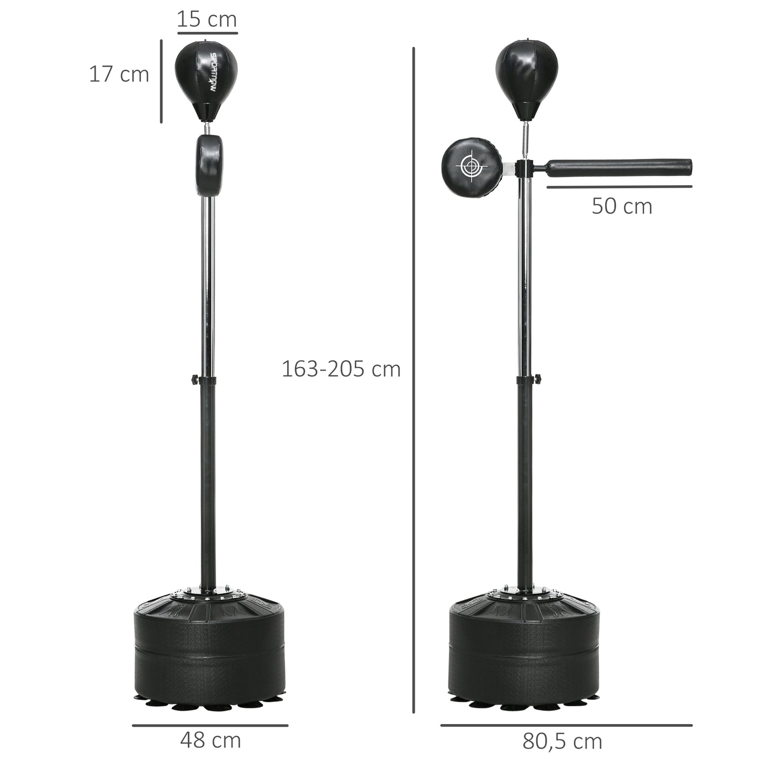 Nastavitelný boxovací stojan s reflexní tyčí, HDPE a kůží