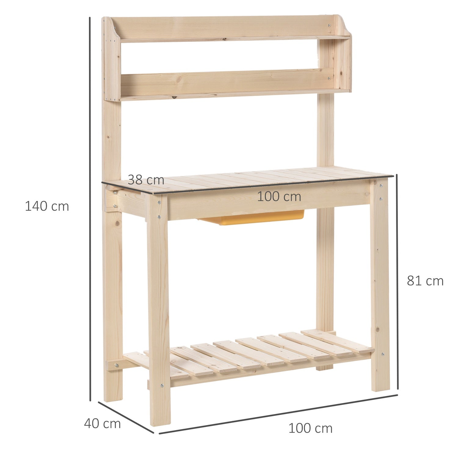 Justerbart granträ trädgårdsbord med krokar – 100x40x140 cm