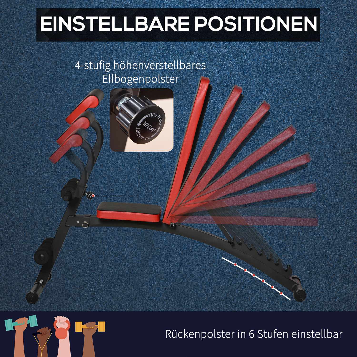 Justerbar viktbänk – 6 vinklar, stöder upp till 120 kg