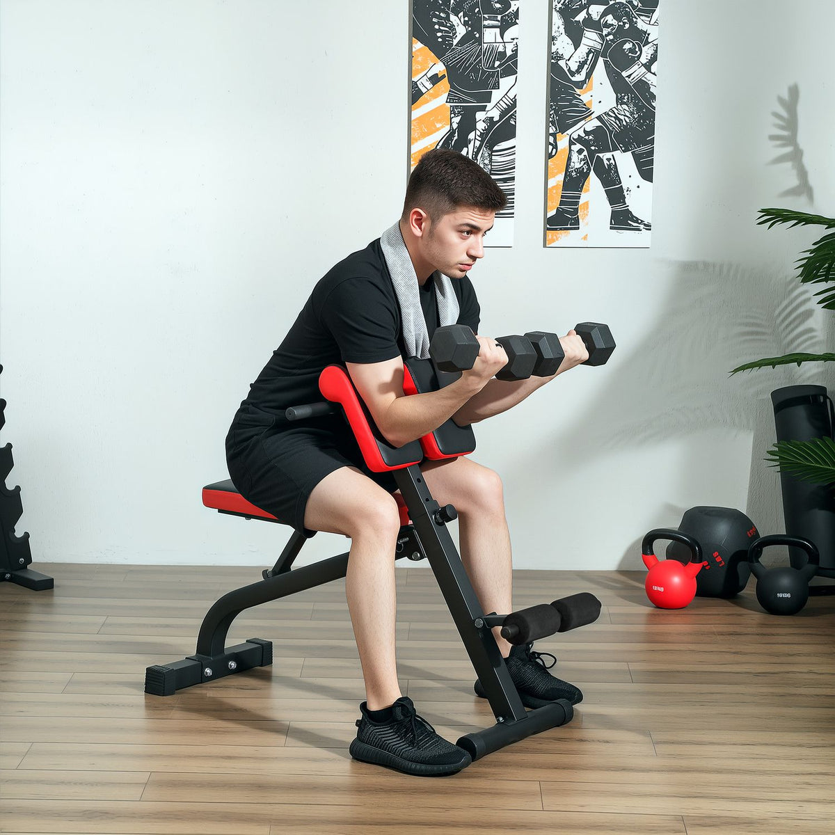 Nastavitelná posilovací lavice, skládací, ocelová, nosnost až 120 kg