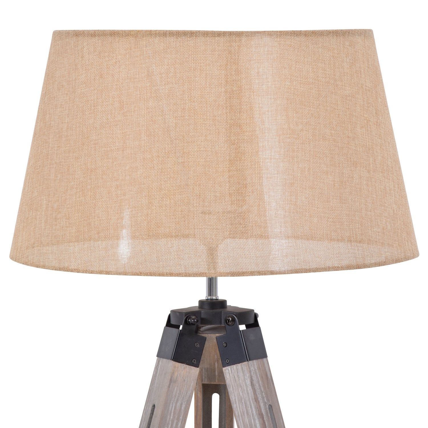 Justerbar vintage golvlampa med hylla, stål & bomull
