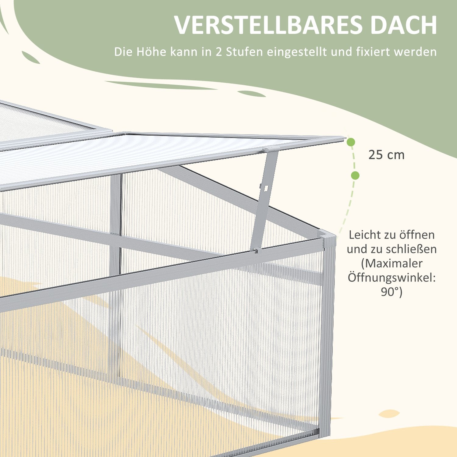 Kallram av aluminium – justerbart tak och UV-skydd
