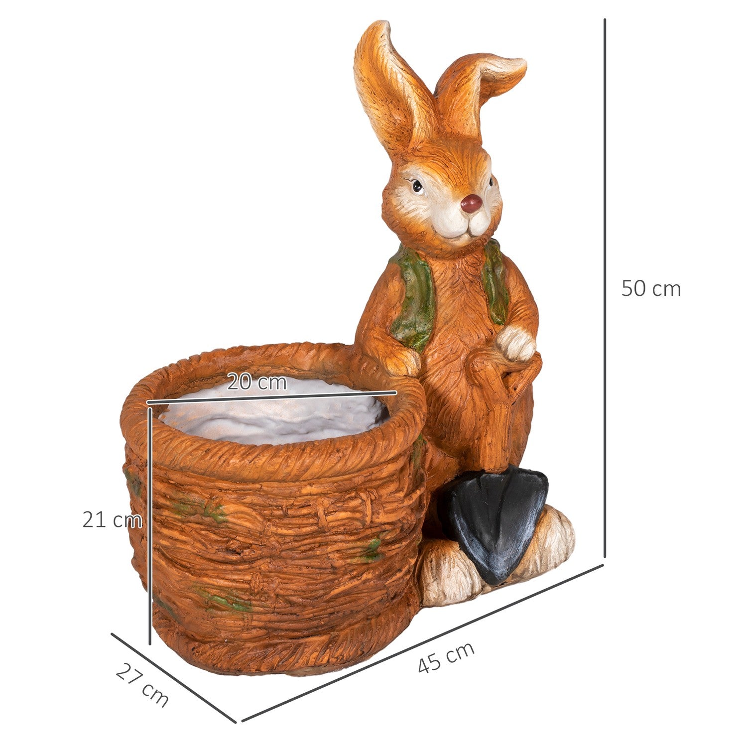 Králík v pleteném košíku, květináč – bylinkový truhlík, MGO