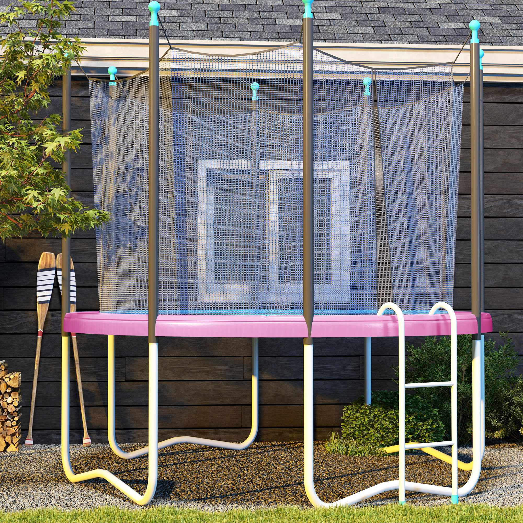 Kantskydd för studsmatta, vattentätt, rivningsbeständigt, 244 cm, rosa