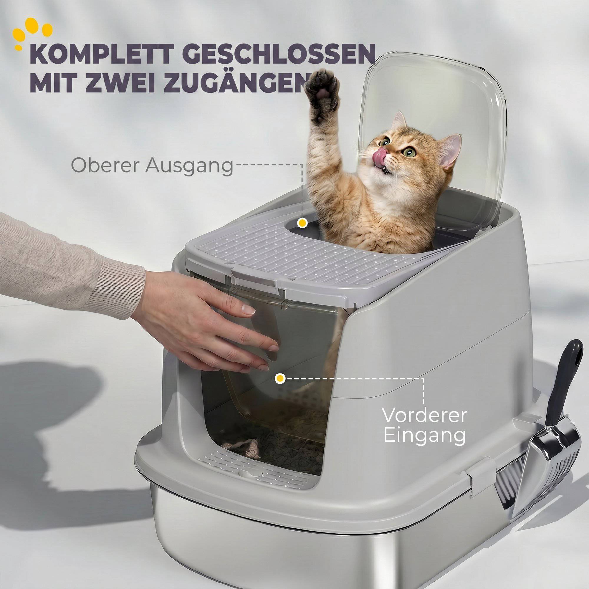 Kattlåda i rostfritt stål, inkl. skopa