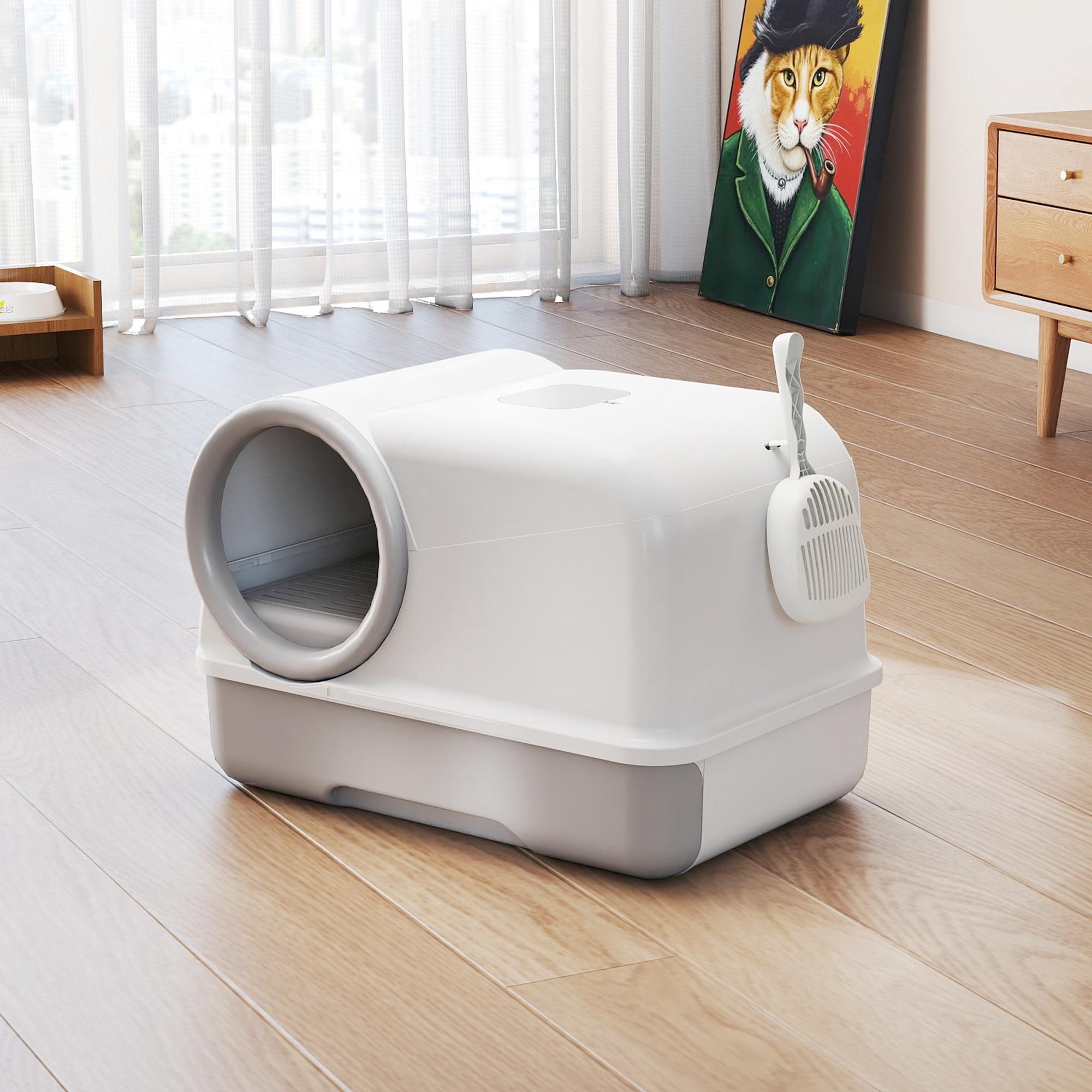 Kattlåda med låda och kolfilter, plast