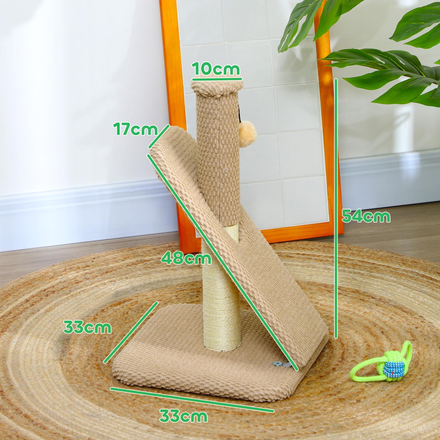 Kattskrapstolpe, 54 cm sisal, gräddvit med lekboll