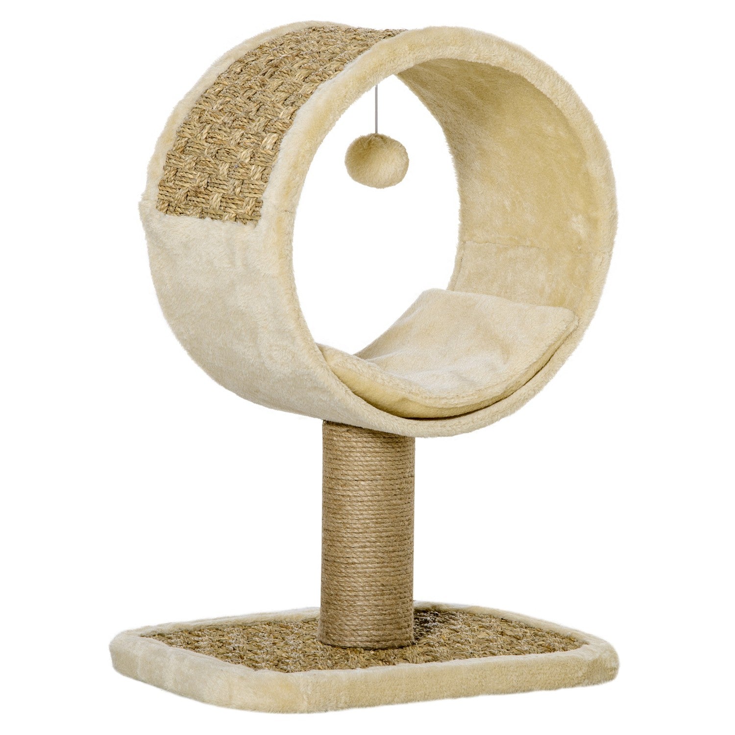 Kattskrapstolpe, jutestam, leksaker, kaki/brun, 40x30x56cm