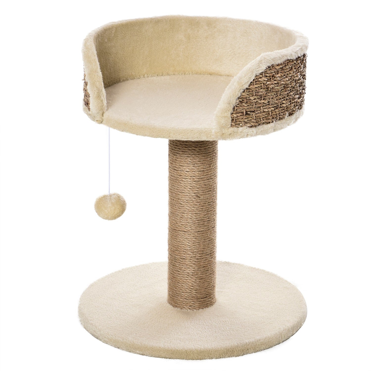 Kattskrapstolpe med jute och lekboll, 49 Cm