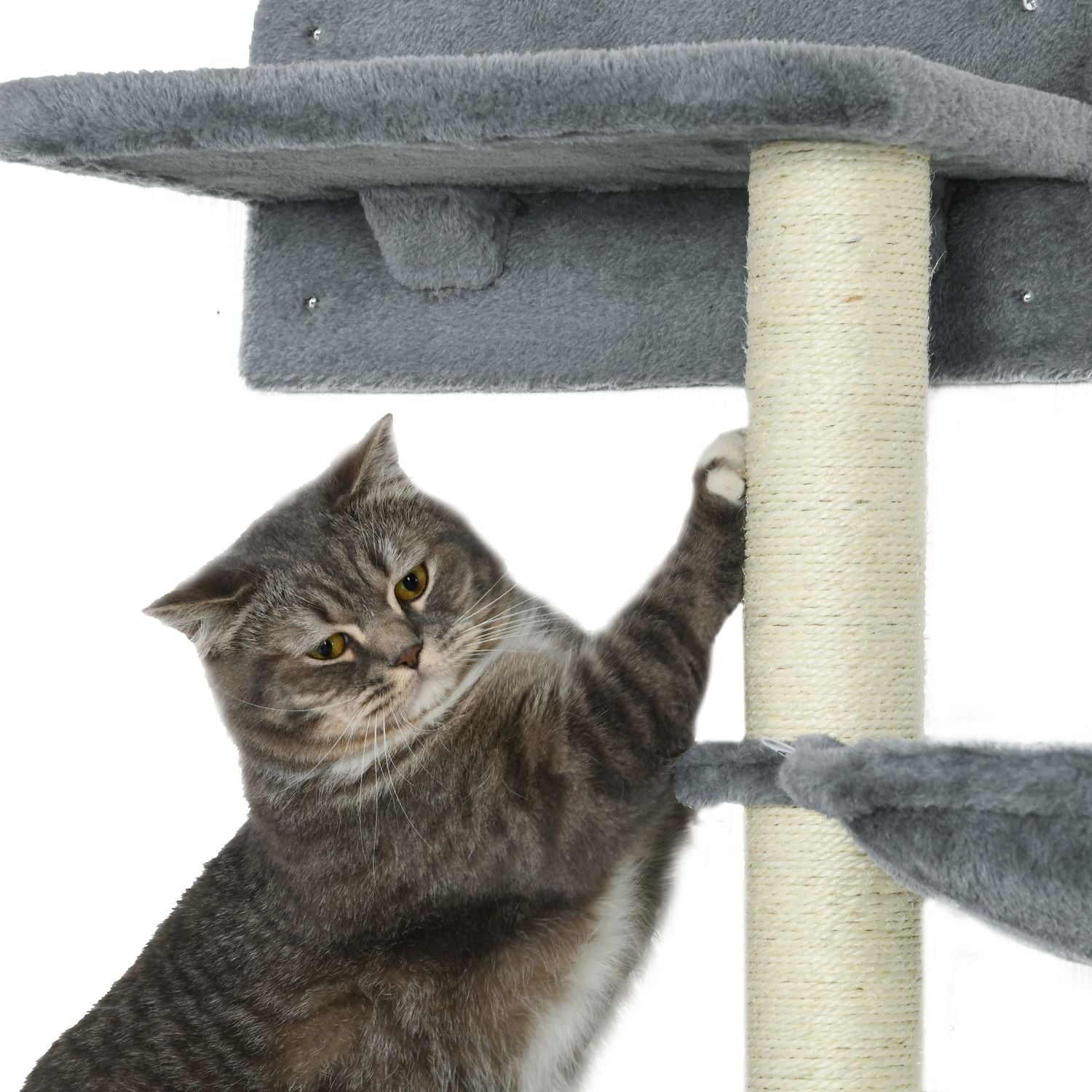 Kattträd med hopptorn, 3 skrapstolpar, hängmatta