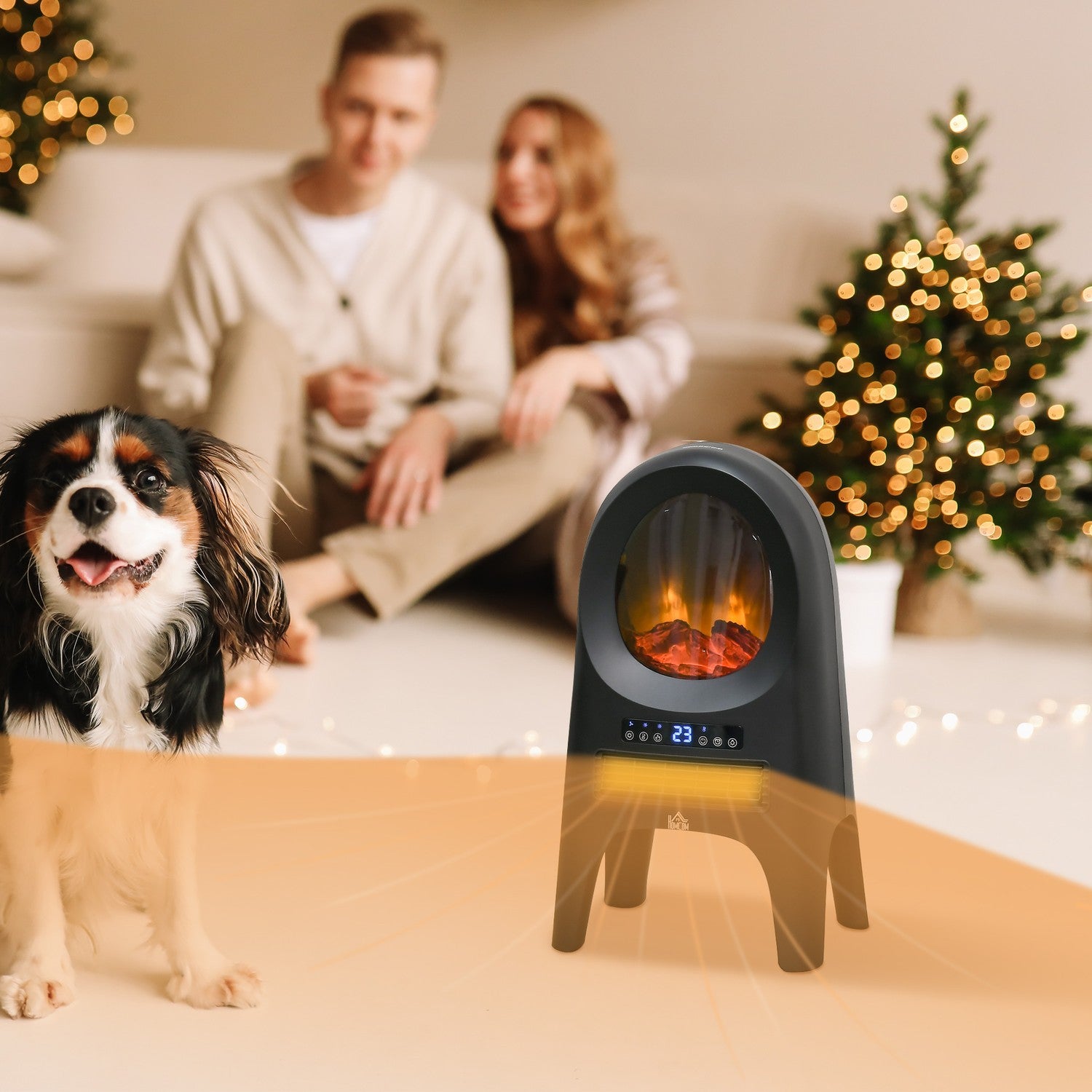 Keramisk värmefläkt, 2000W, LED Flames & Timer Remote