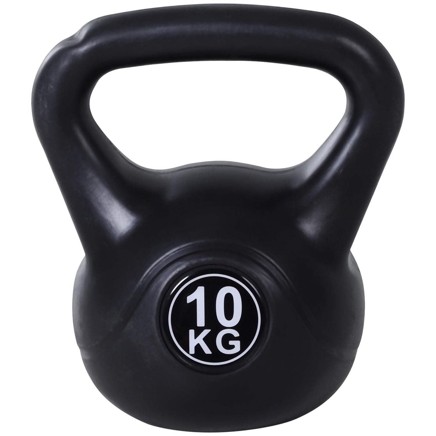Kettlebell 10 kg, sandfylld, svart, nybörjarvänlig