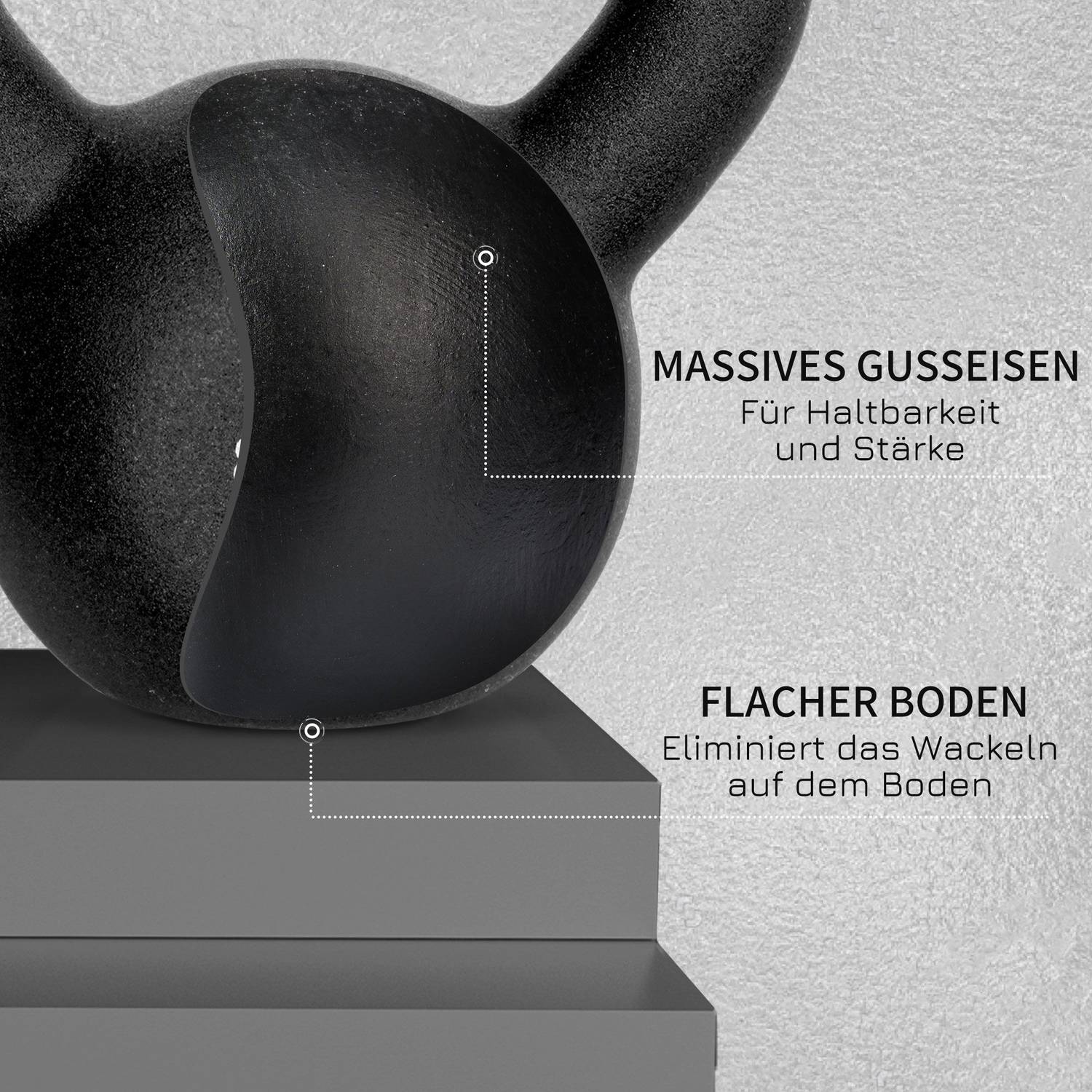 Kettlebell 12 Kg, Neoprenbelagt gjutjärn, golvvänlig