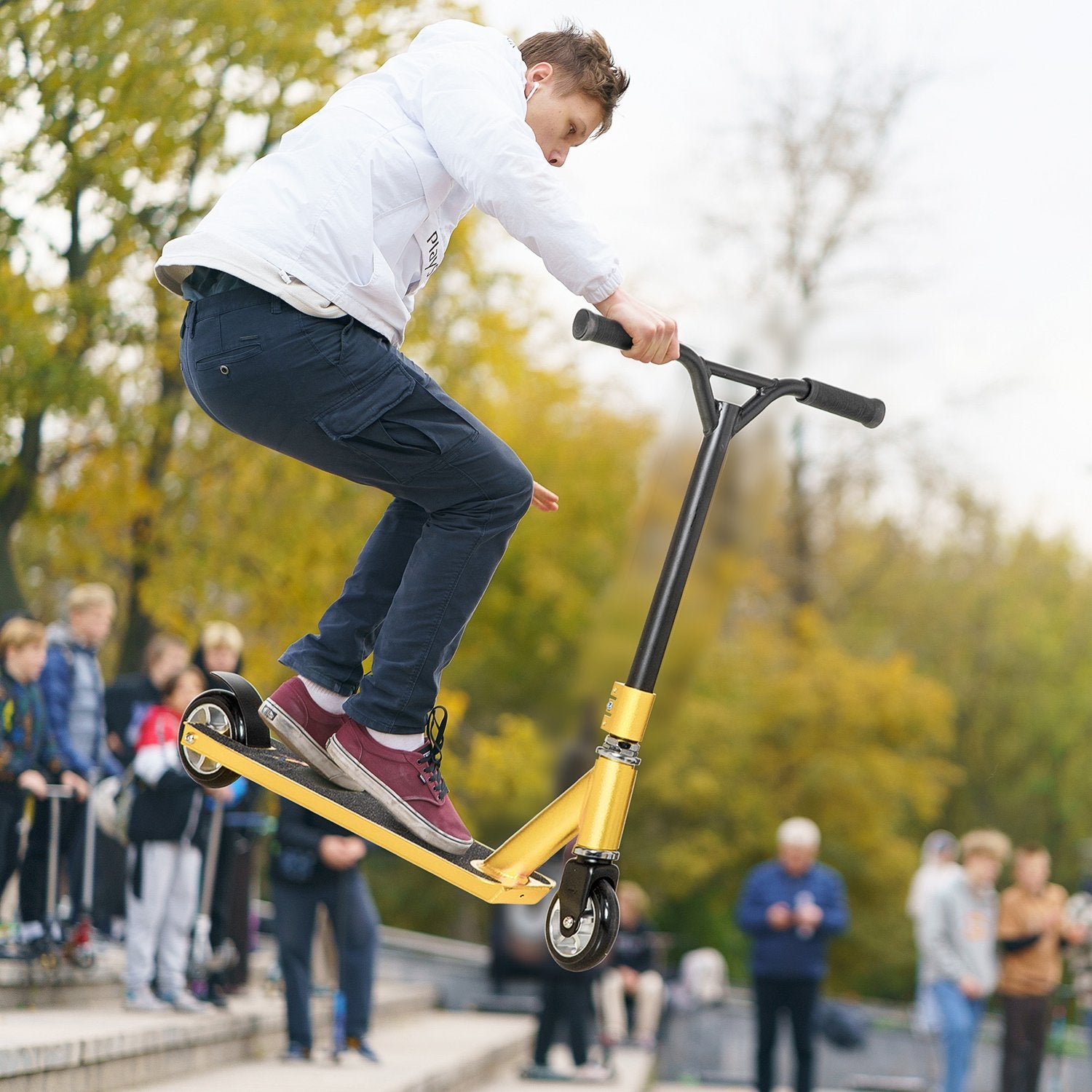 Kick Stunt Scooter, 360° styrning, Gummigrepp, Guld
