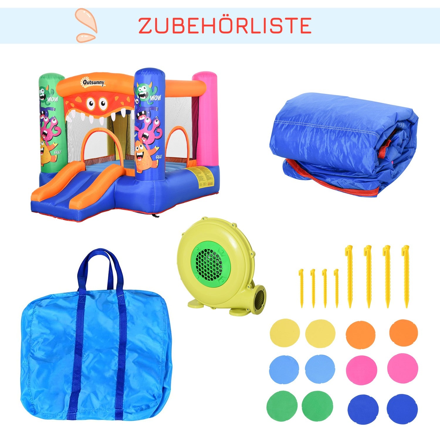 Kids Water Park Hoppborg med rutschkana, åldrarna 3+