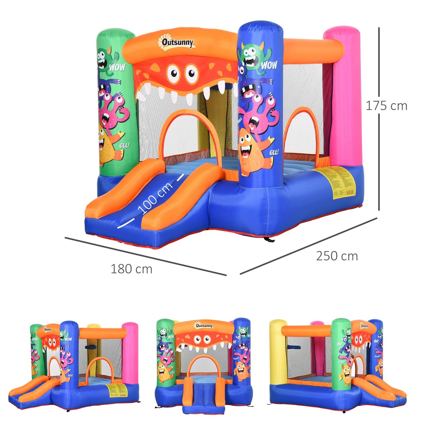 Kids Water Park Hoppborg med rutschkana, åldrarna 3+