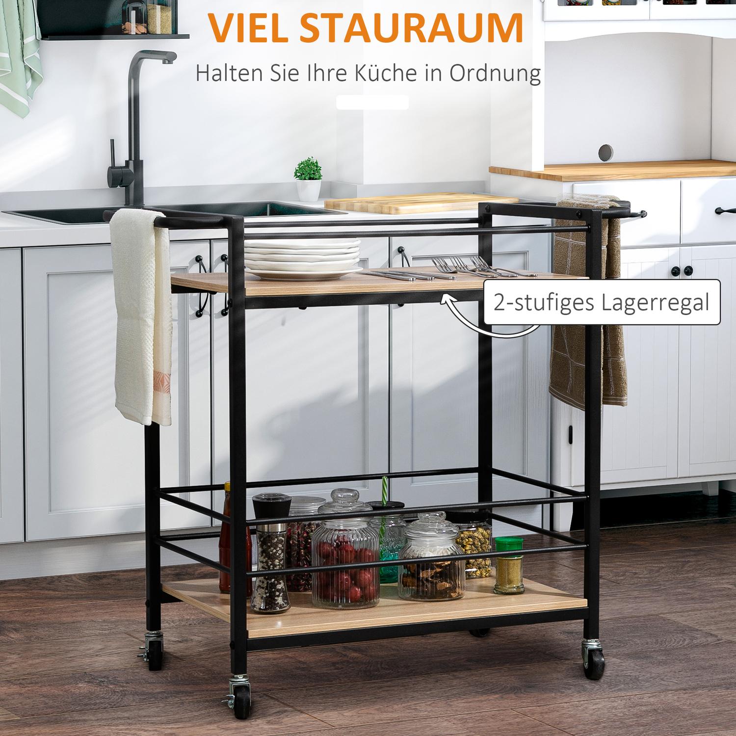 Köksserveringsvagn, 2-vånings, hjul med bromsar, 60 kg kapacitet