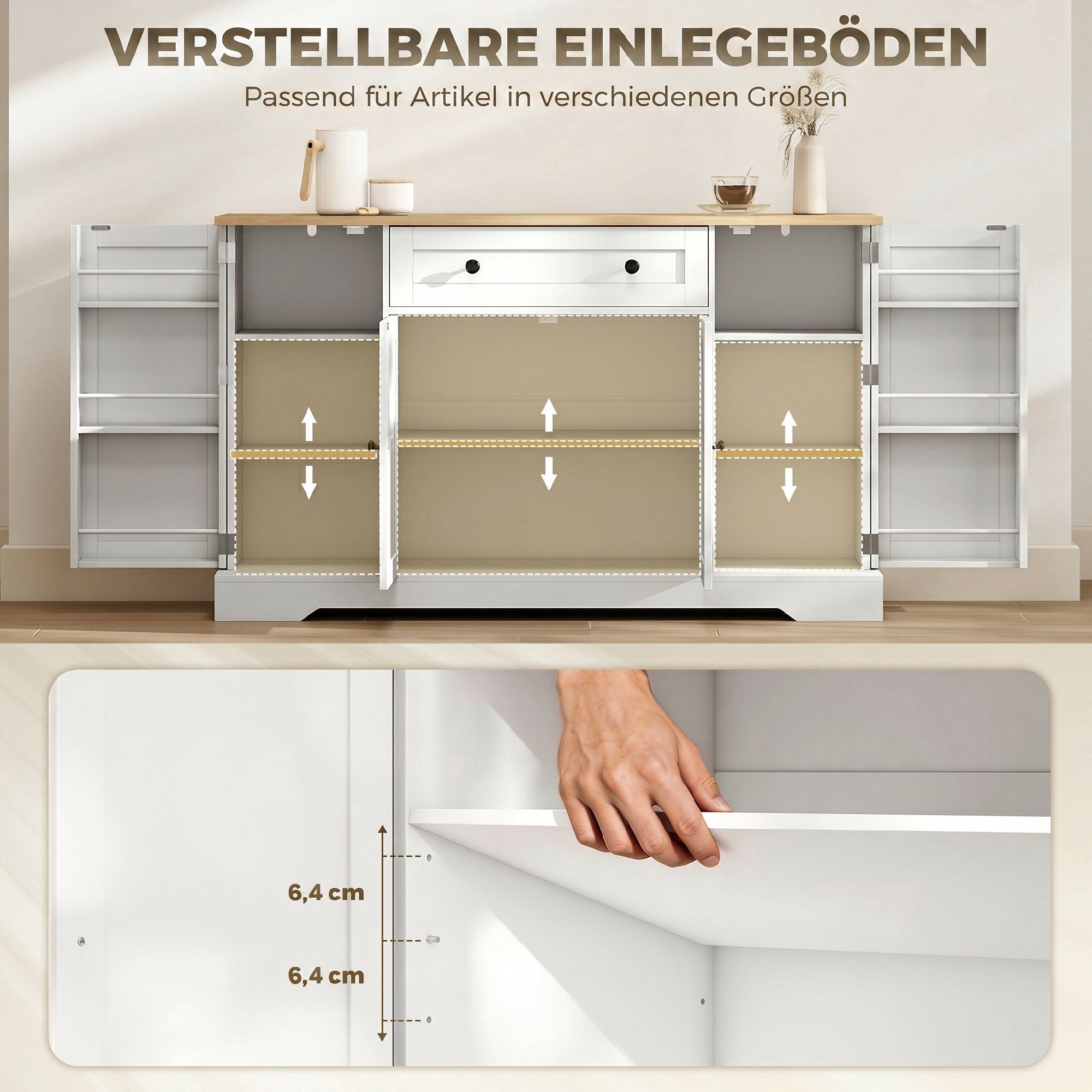 Köksskåp, 4 dörrar, låda, 138 cm, vit