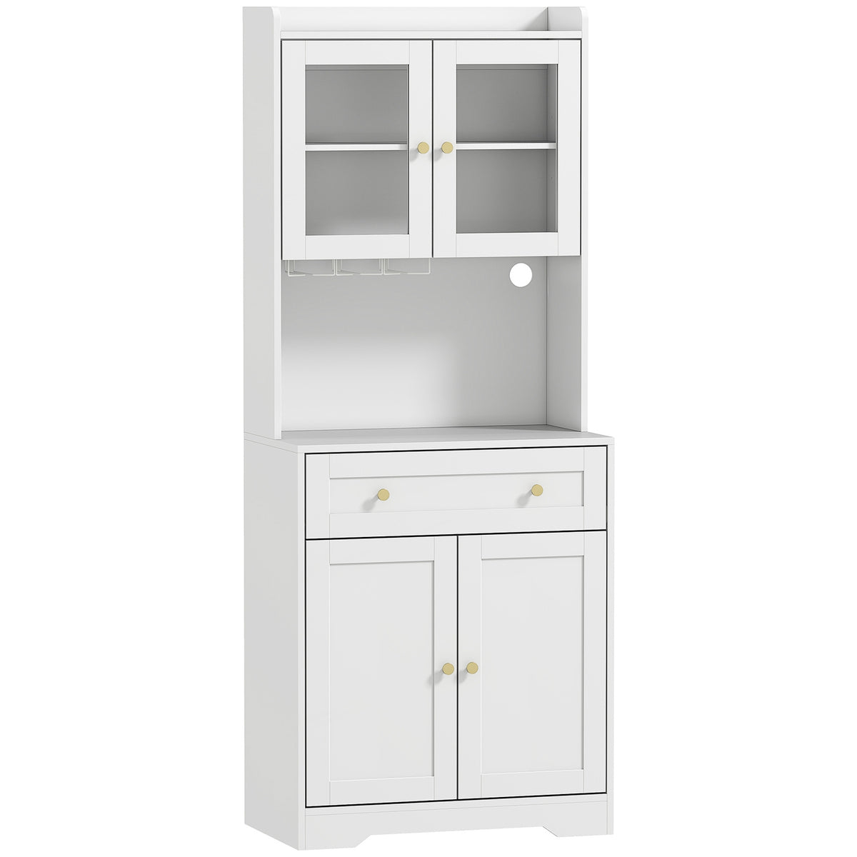 Kuchyňská skříňka s pracovní deskou, držákem na sklenice na víno, 170 cm, MDF, bílá