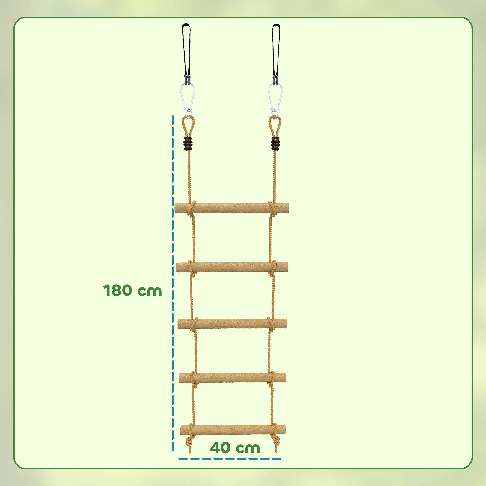 Klätterrepset för barn, 5 trästeg, 1,8 m rep