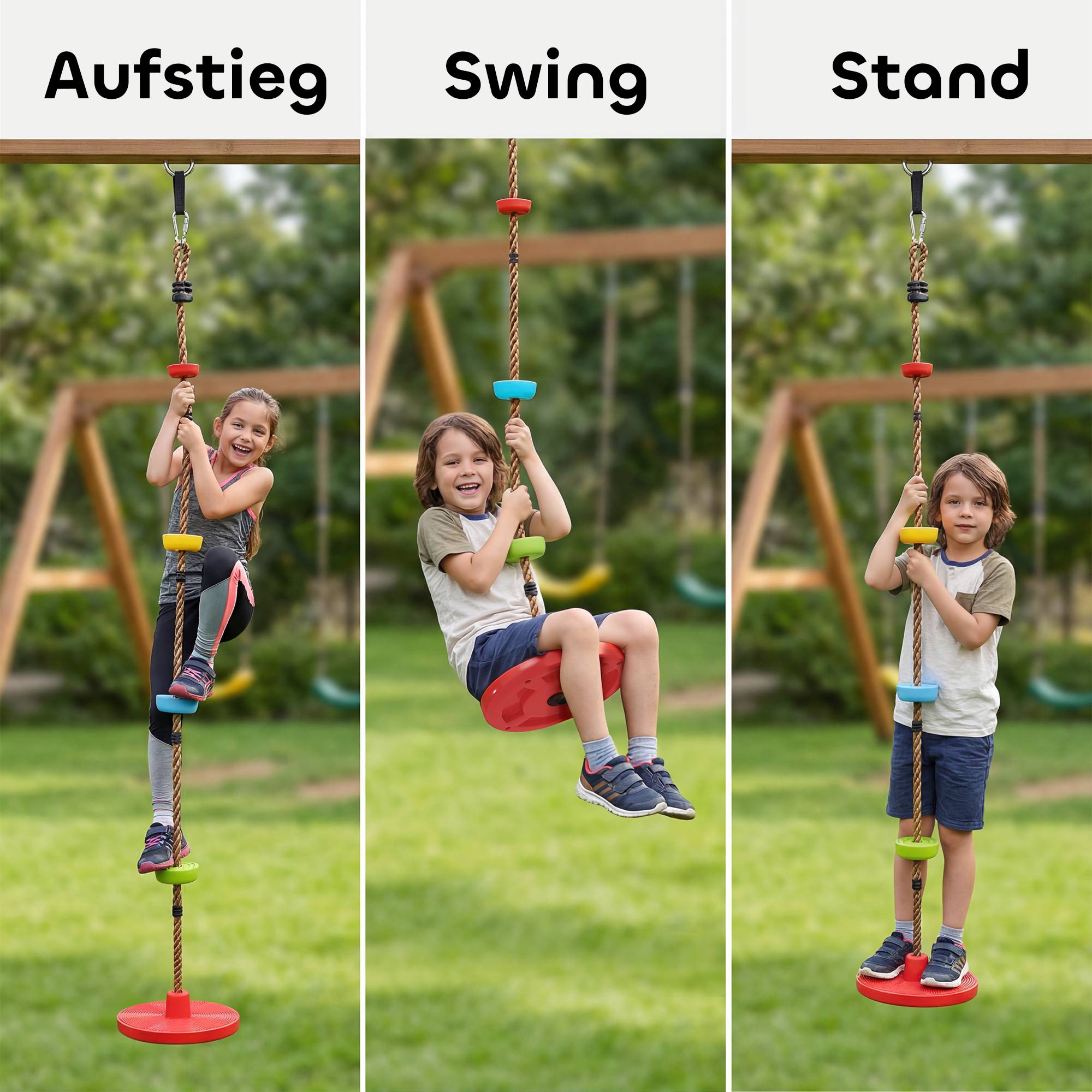 Klätterrepset för barn med gunga och fotfästen