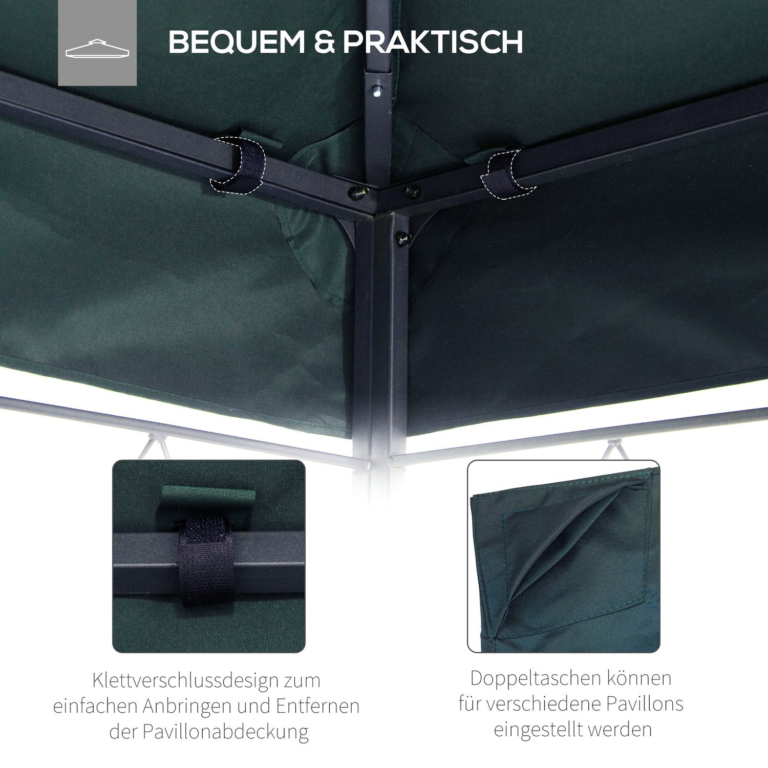 Kolgrå polyester lusthustak, 3x4M ersättning