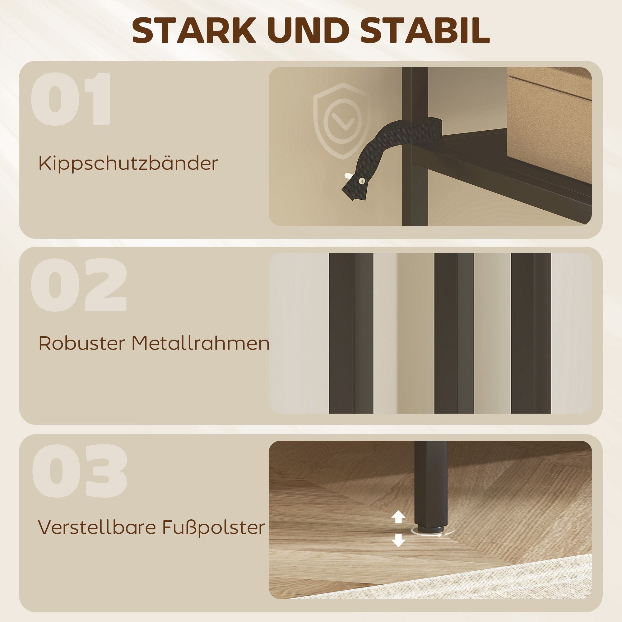 Konsolbord med 3 hyllor, metallram, svart, 55 cm