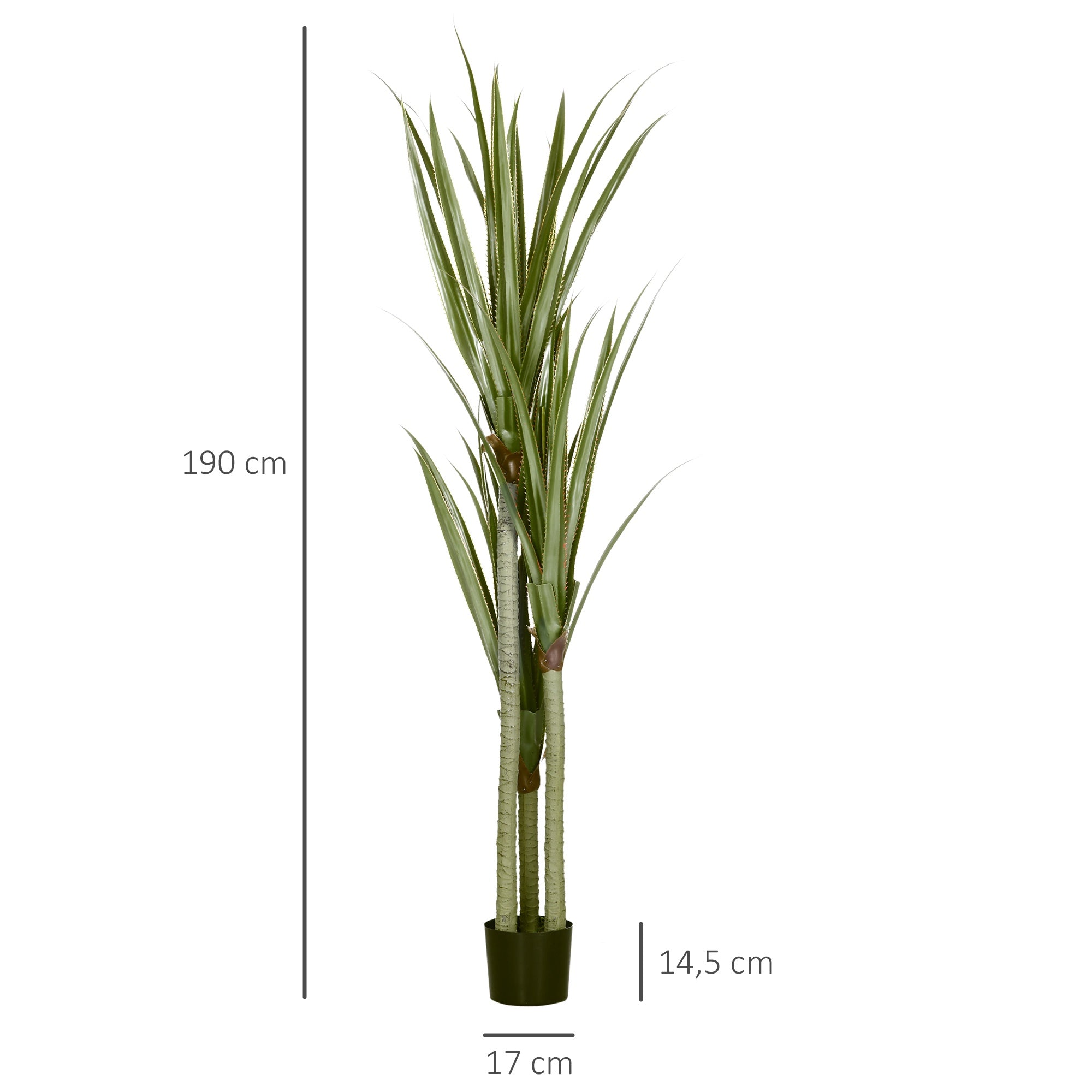 Konstgjord Yucca-växt, 190 cm, inomhus/utomhus, lättskött