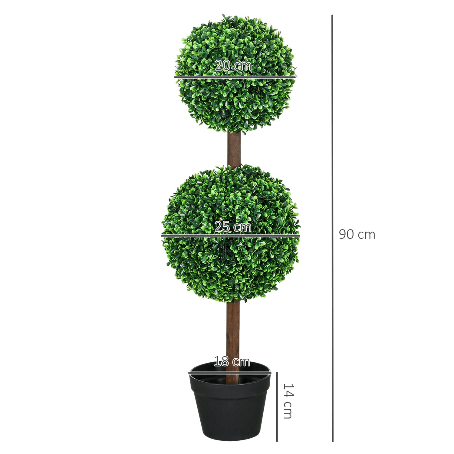 Konstgjorda buxbomsträd, 90 cm, UV-beständig, set om 2