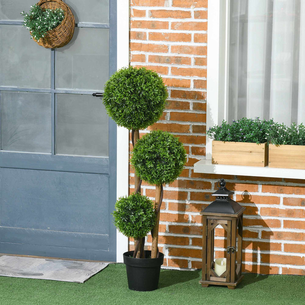 Umělý zimostráz, 110 cm, odolný vůči UV záření, 3 koule