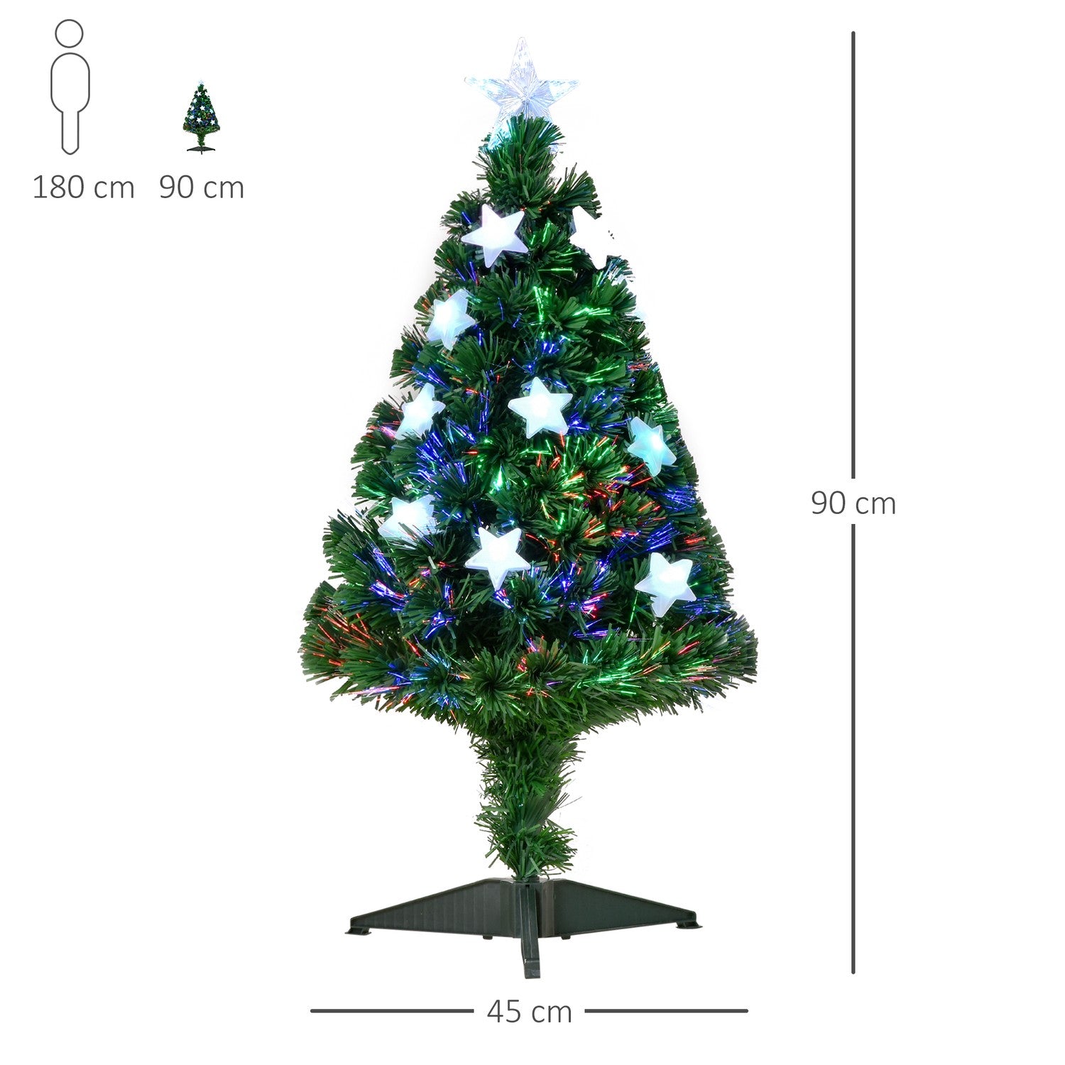 Konstgjord julgran, 0,9 m fiberoptik med LED-ljus