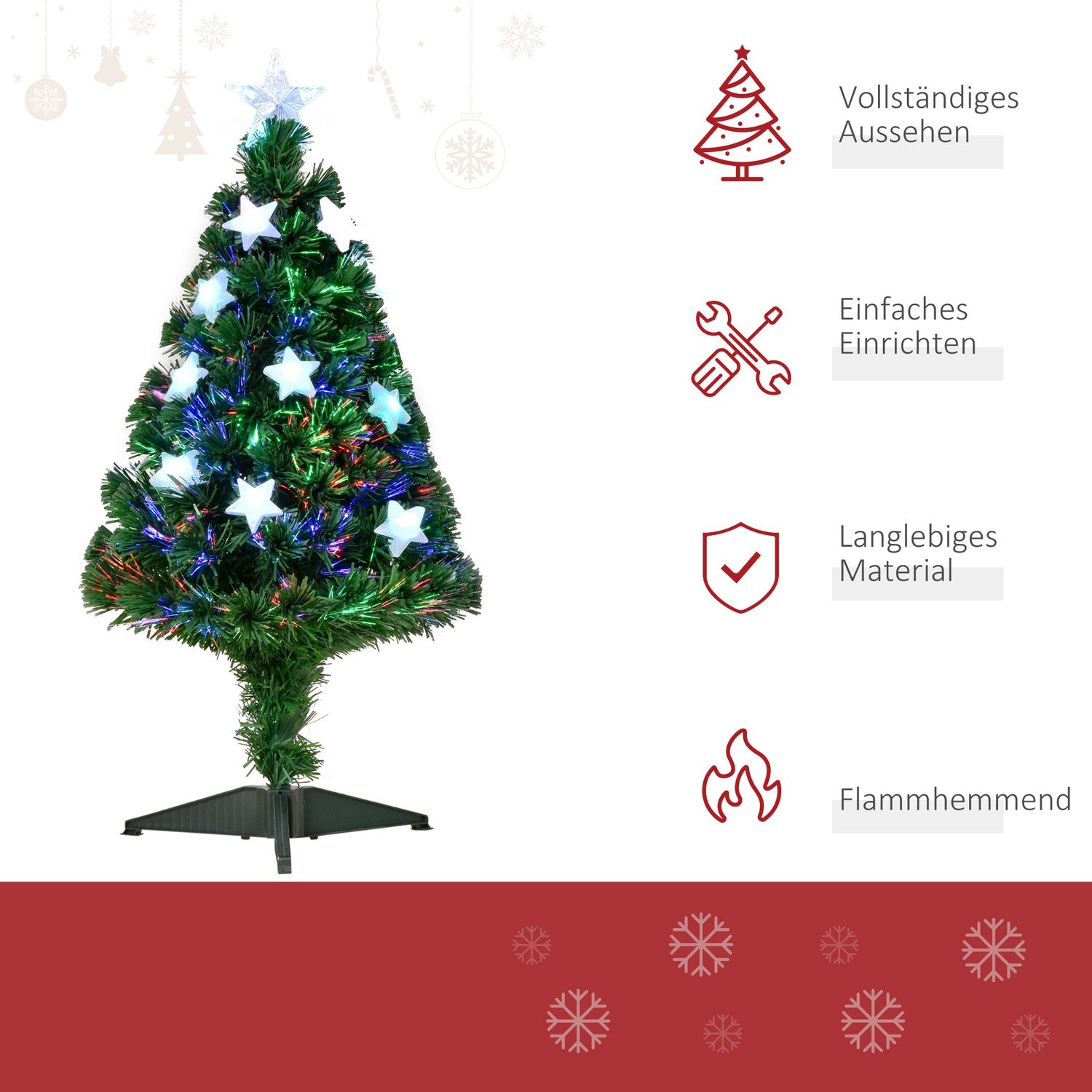 Konstgjord julgran, 0,9 m fiberoptik med LED-ljus