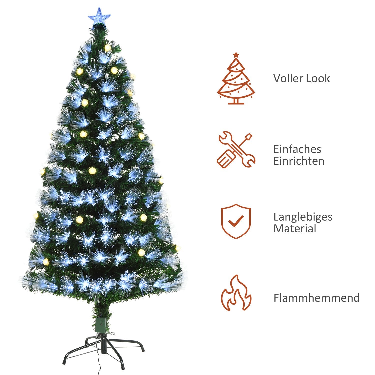 Konstgjord julgran med fjärrkontroll LED, 150cm, Grön/Vit