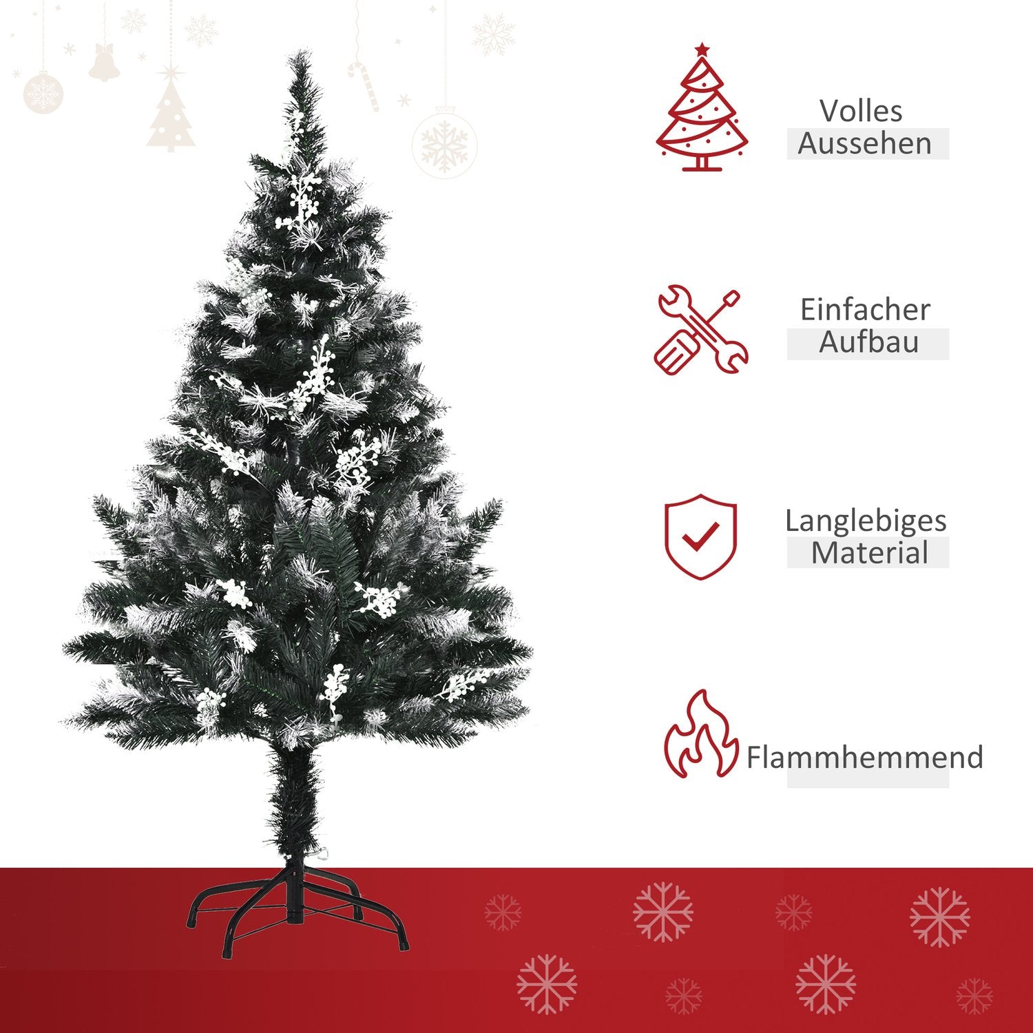 Konstgjord julgran, snödoppad, 1,2 m, 222 grenar