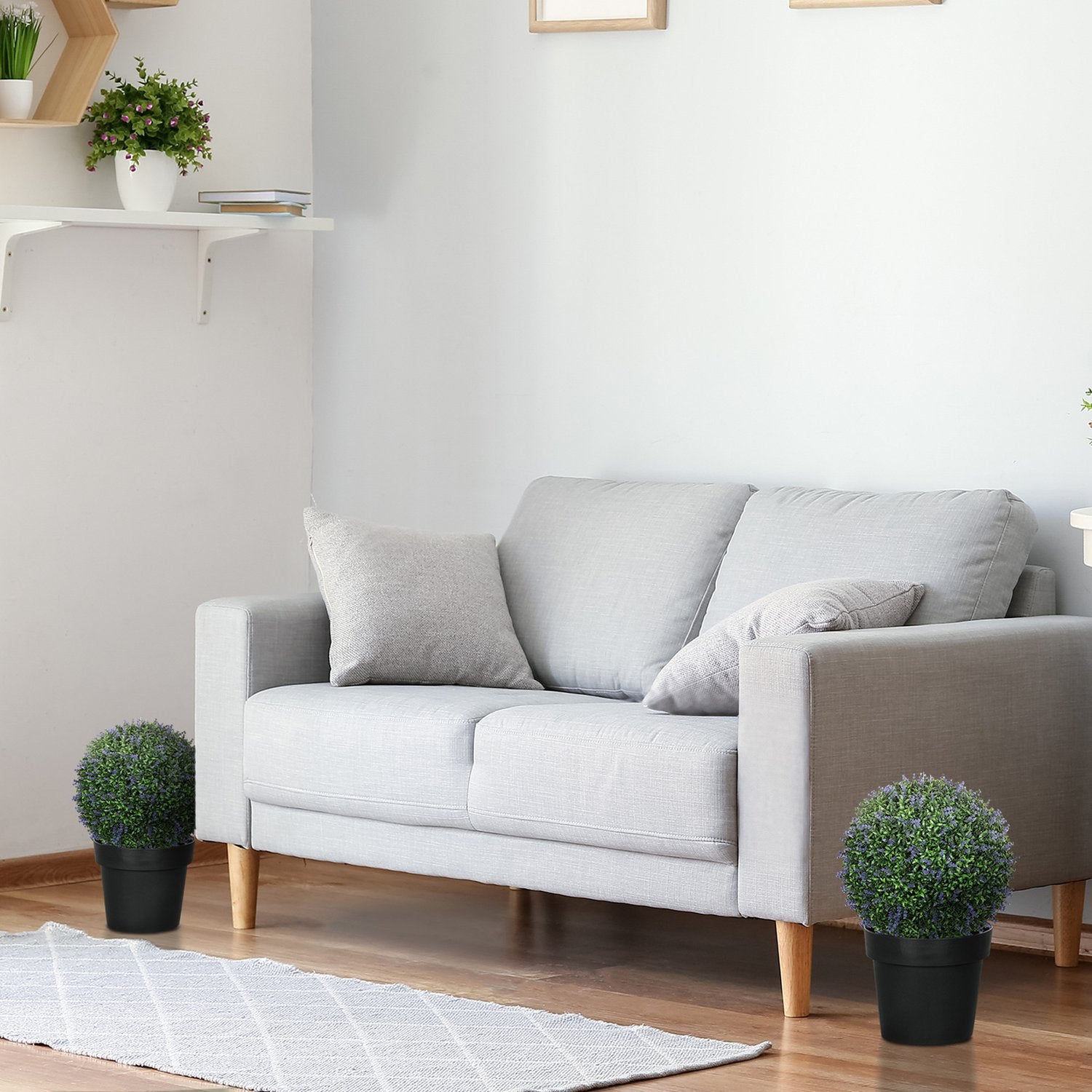 Umělá levandule: 42cm kulovitá rostlina pro domácnost a kancelář