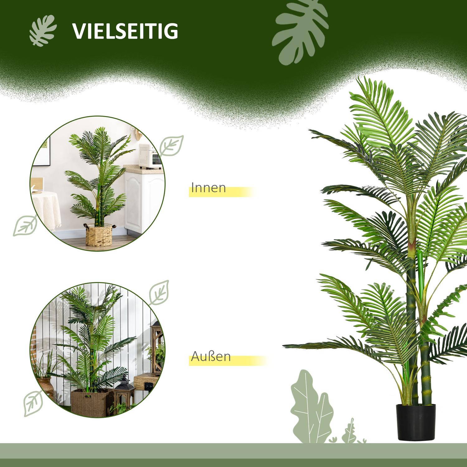 Konstgjord palm inomhus, 150 cm, cementfylld bas