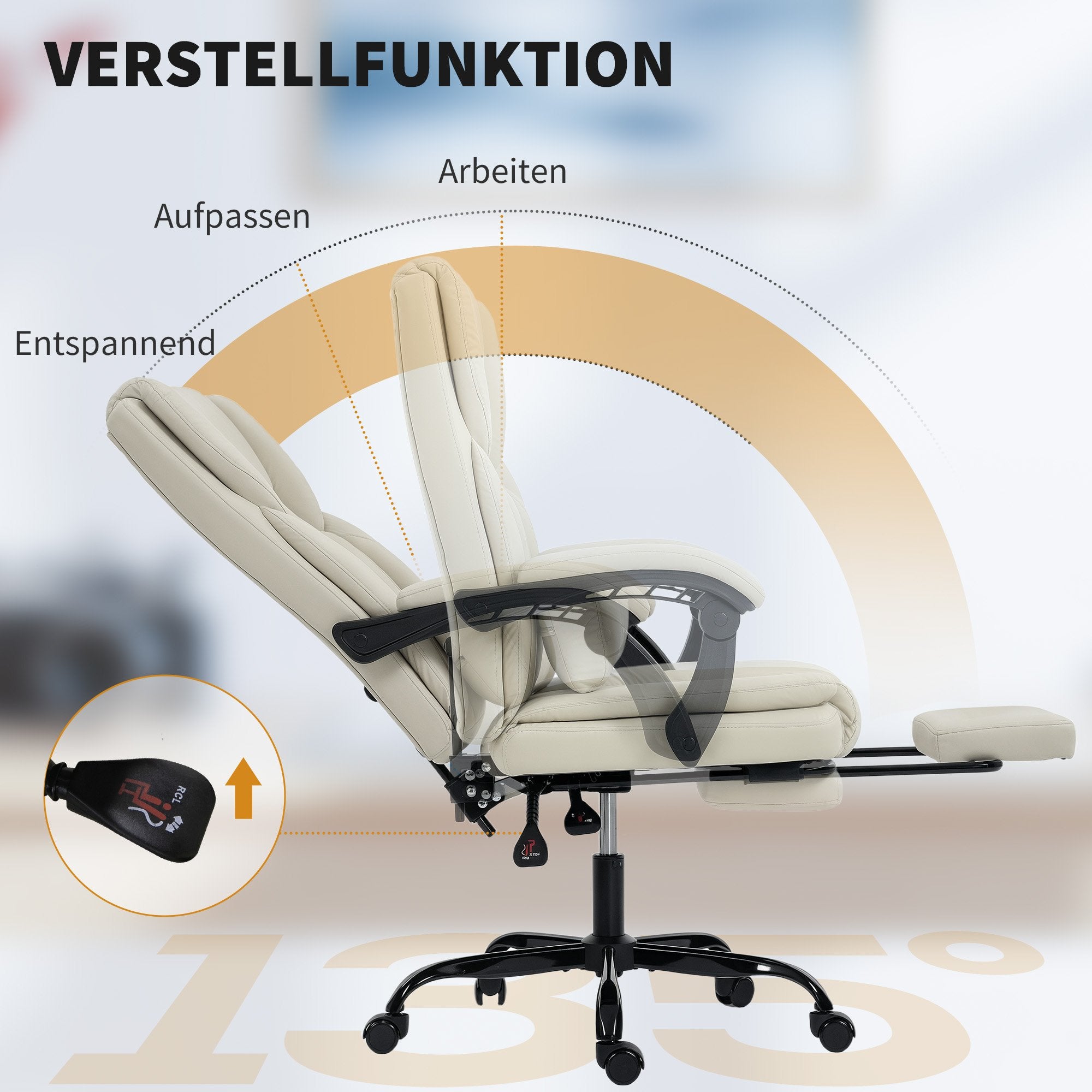Kontorsstol med husdjursvänlig konstläder, fotstöd, justerbar