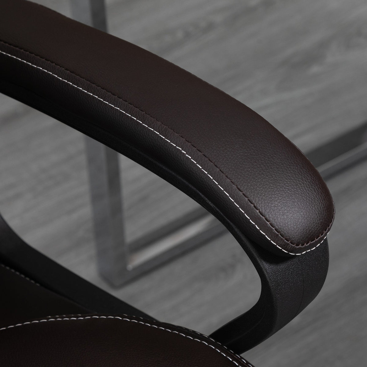 Kancelářská židle s masážní funkcí, výškově nastavitelná manažerská židle, ergonomická otočná židle, 6 vibračních bodů, hnědá