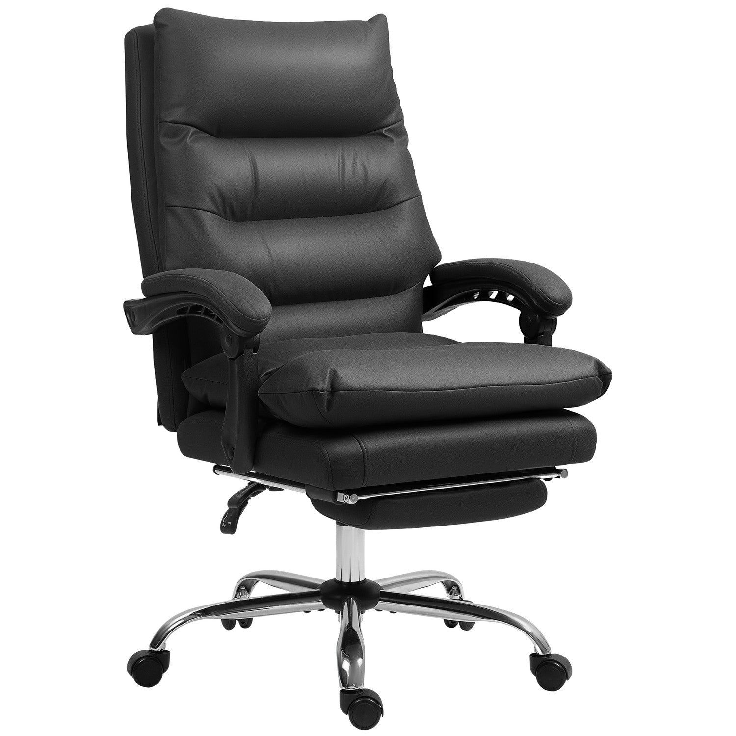 Kontorsstol med massage, värme, recline, svart, 65x72x109-117cm