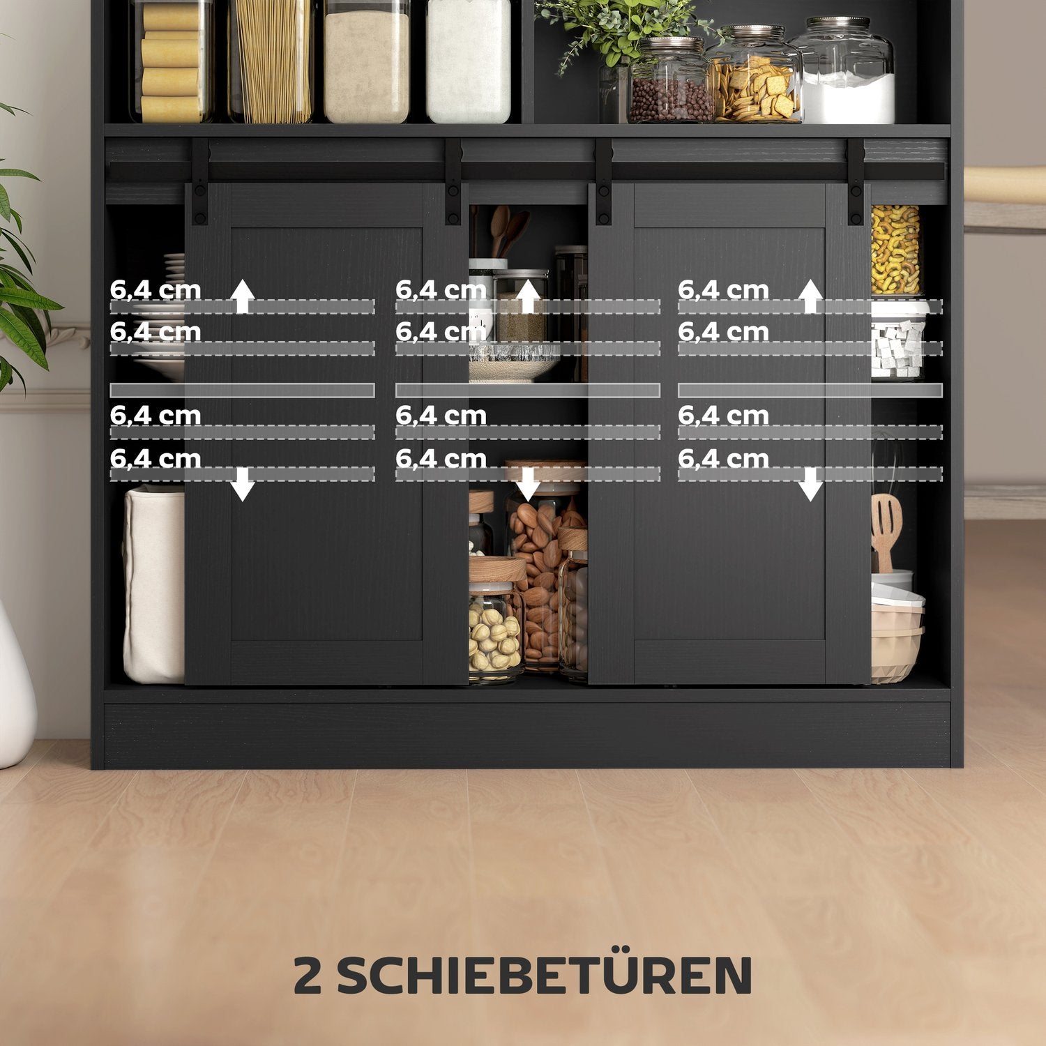 Konvertibelt L-format barbord, svart MDF, gott om förvaring