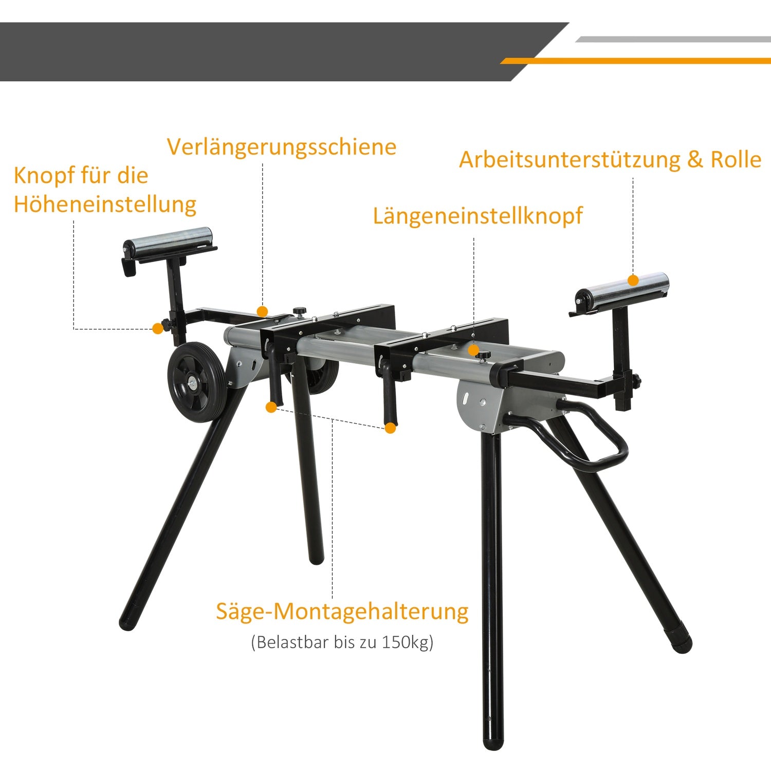 Korsskuren sågbasram med sidoförlängning, 123,5-245 cm
