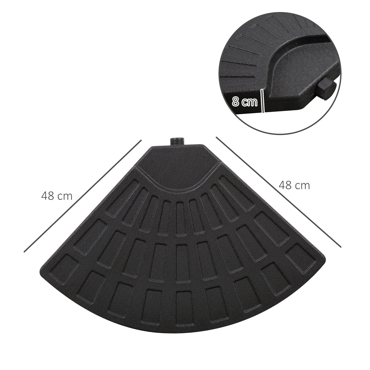 Kraftig parasollvikt, 52 kg vatten/68 kg sand, svart