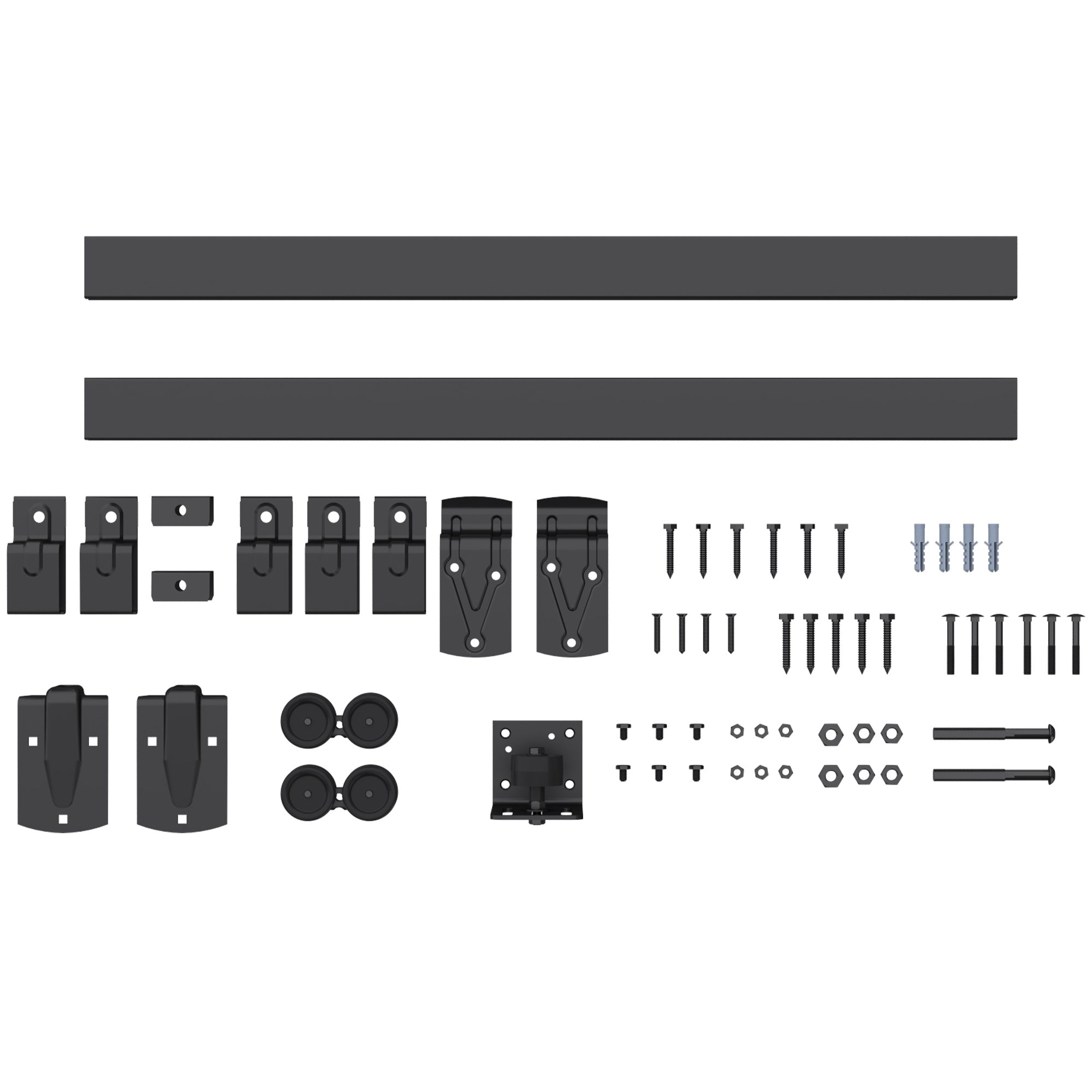 Kraftigt skjutdörrsbeslagset, 244 cm svart stål