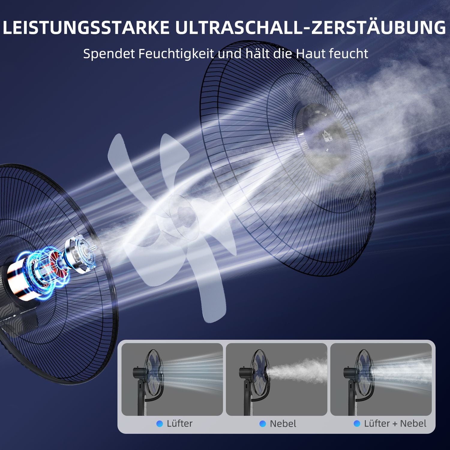 Chladicí ventilátor – 3 rychlosti, nádrž 3 l, oscilující