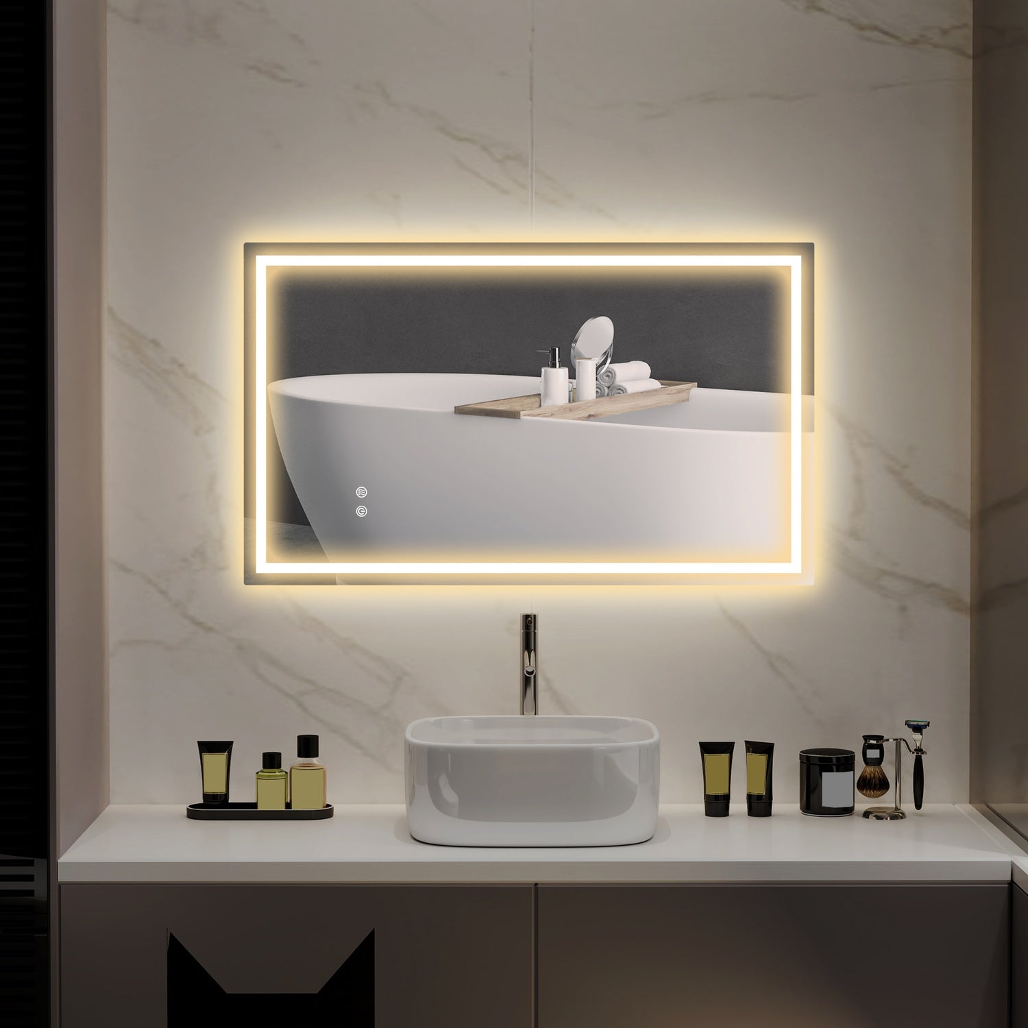 LED badrumsspegel – justerbar ljusstyrka, anti-dimma, 100x60 cm