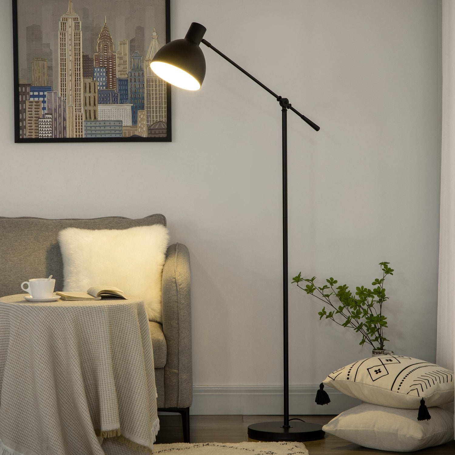 LED-golvlampa med justerbart stativ och dimbart ljus