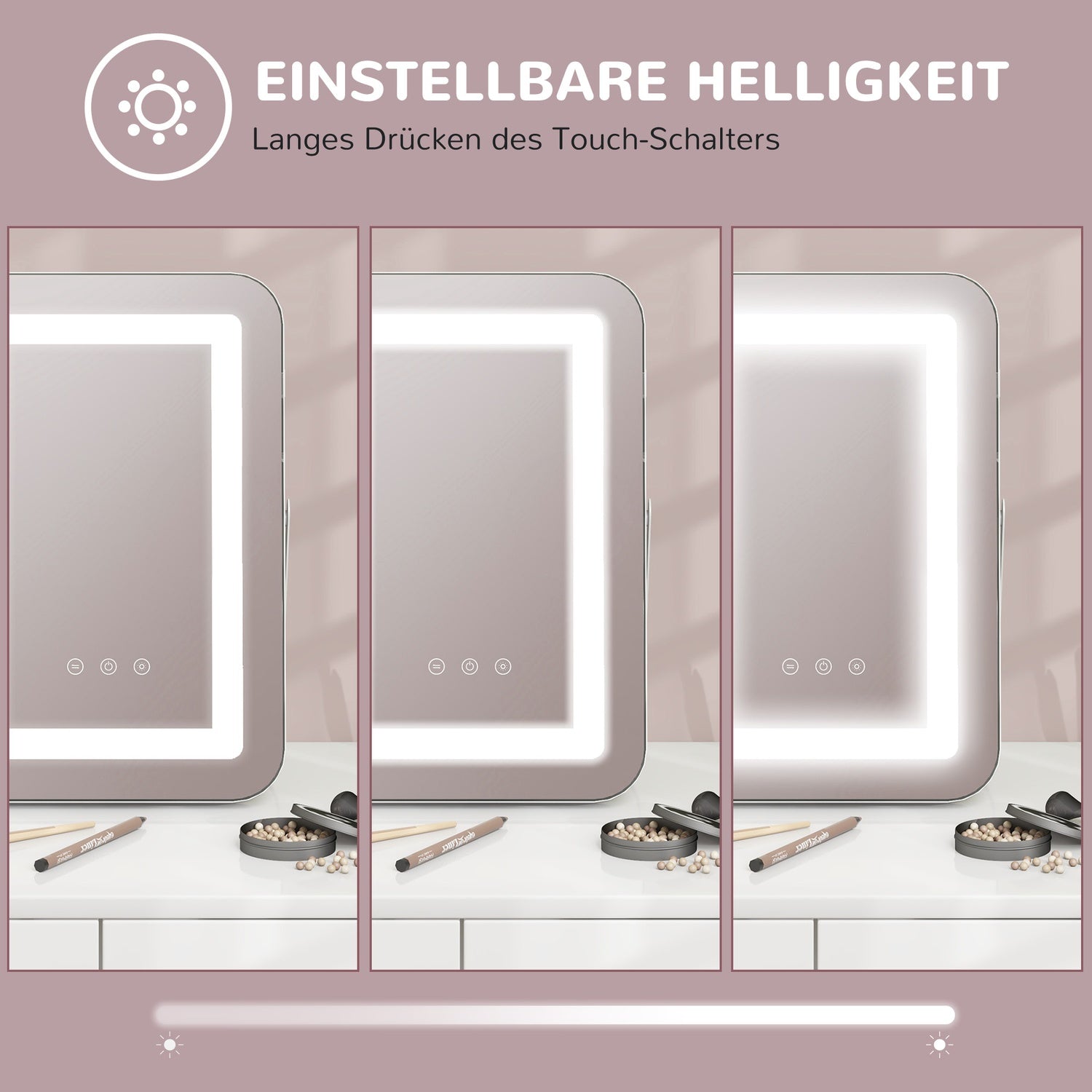 LED kosmetické zrcadlo, 10násobné zvětšení, 3 barvy osvětlení, otočné