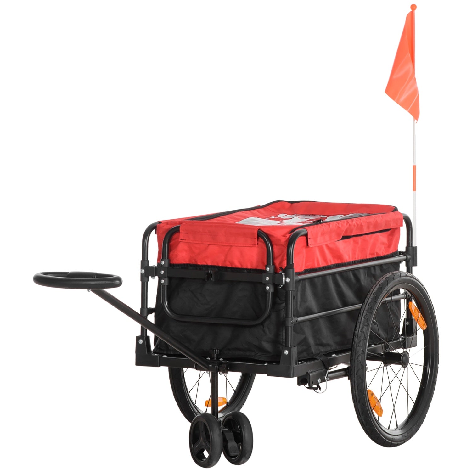 Přepravní vozík s tažným zařízením, nosnost 40 kg, červený, s odrazkami