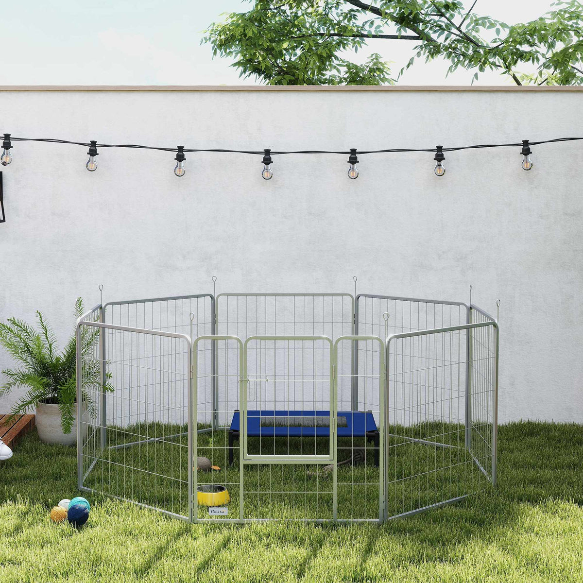 Ohrádka pro domácí mazlíčky, 8 panelů, skládací ocelová, pro interiér i exteriér