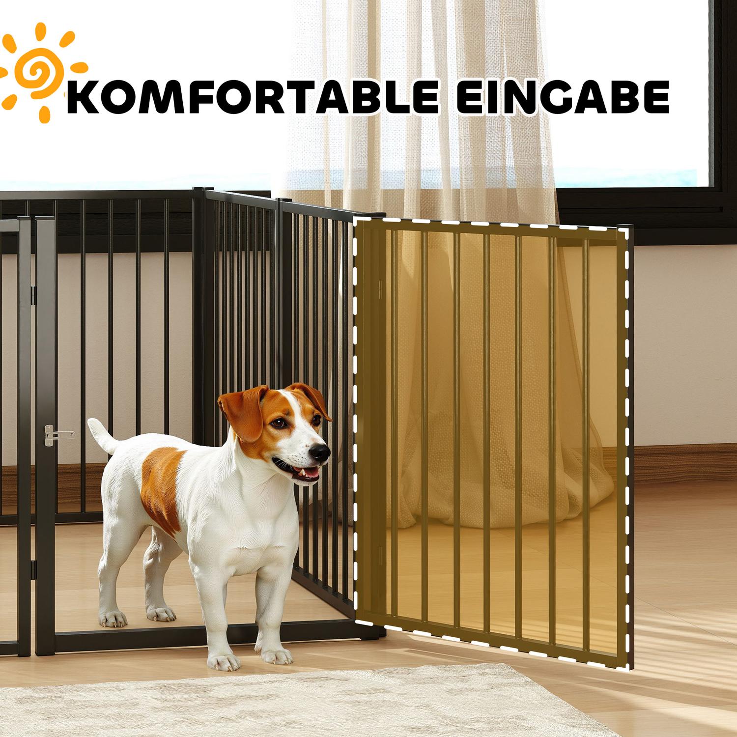 Lekhage för husdjur, inomhus/utomhus, 8 paneler, stål, svart